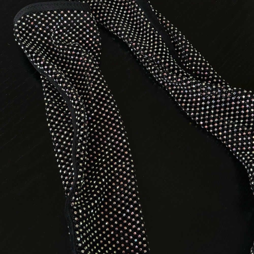 Saint Laurent Koller Crystal Rhinestone Sock Mesh Boots Size 37 - Picture 4 of 15